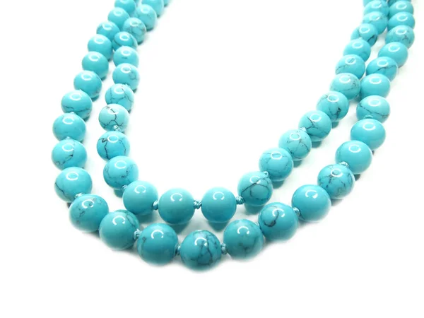 Fashion beads necklace jewelry with semigem crystals turquoise — Stock Photo, Image