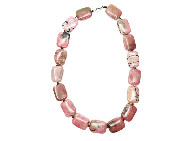 Fashion beads necklace jewelry with semigem crystals rhodonite — Stock Photo, Image