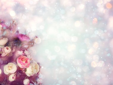 çiçekli şakayık ve yaprakların bahar arkaplanı 