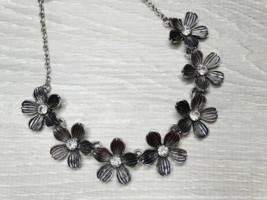 jewelry fashion beads necklace background with gem crystals