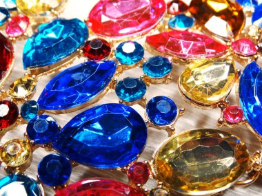 jewelry fashion beads necklace background with colorful crystals