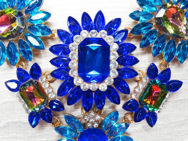 Jewelry fashion beads necklace background with colorful crystals — 스톡 사진