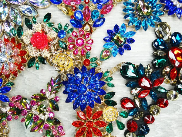 jewelry fashion beads necklace background with colorful crystals