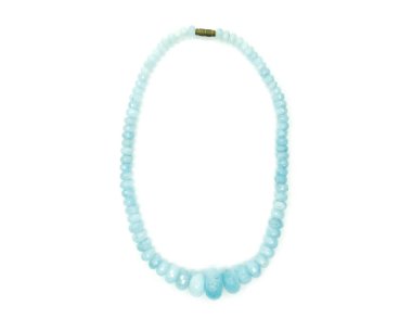 jewelry fashion beads necklace with natural stones crystals aquamarine isolated                               clipart