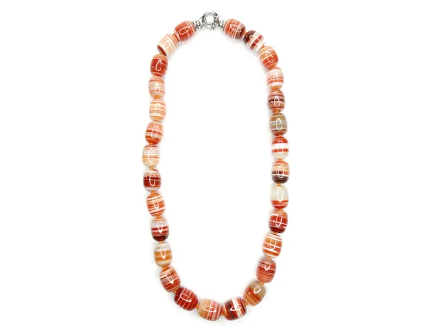 Bijoux Perles Mode Collier Avec Pierres Naturelles Cristaux Agate Isolé — Photo