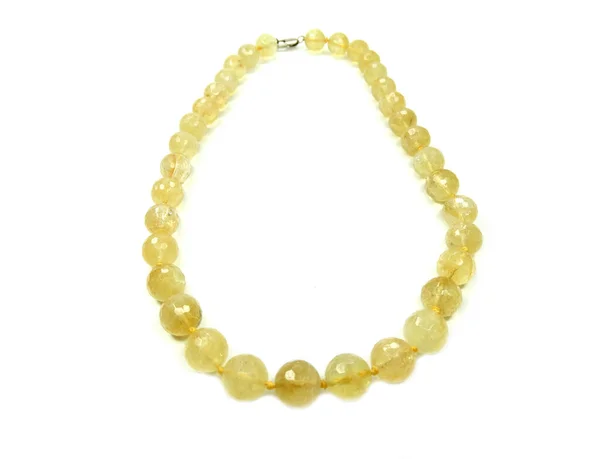 Jewelry Fashion Beads Necklace Natural Stones Crystals Citrine Isolated — Stock Photo, Image