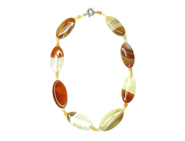 Bijoux Perles Mode Collier Avec Pierres Naturelles Cristaux Agate Isolé — Photo