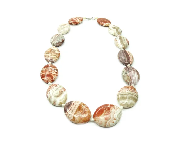 Joyería Collar Perlas Moda Con Piedras Naturales Cristales Jaspe Aislado —  Fotos de Stock