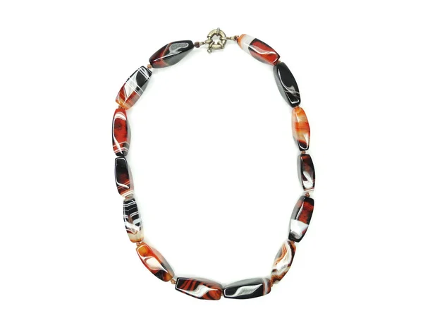 Bijoux Perles Mode Collier Avec Pierres Naturelles Cristaux Agate Isolé — Photo