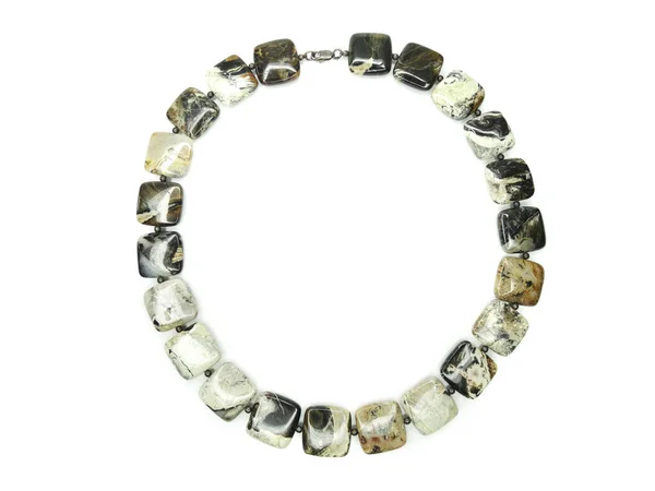 Joyería Collar Perlas Moda Con Piedras Naturales Cristales Jaspe Aislado — Foto de Stock