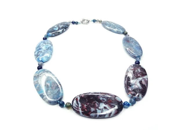 Joyería Collar Perlas Moda Con Piedras Naturales Cristales Jaspe Aislado — Foto de Stock