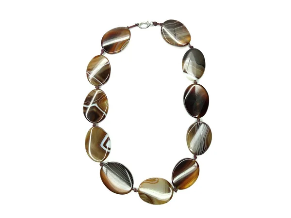 Jewelry Fashion Beads Necklace Natural Stones Crystals Agate Isolated — 스톡 사진