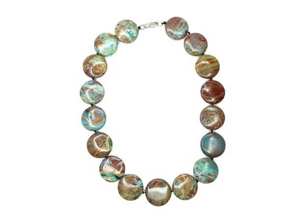 Joyería Collar Perlas Moda Con Piedras Naturales Cristales Jaspe Aislado — Foto de Stock
