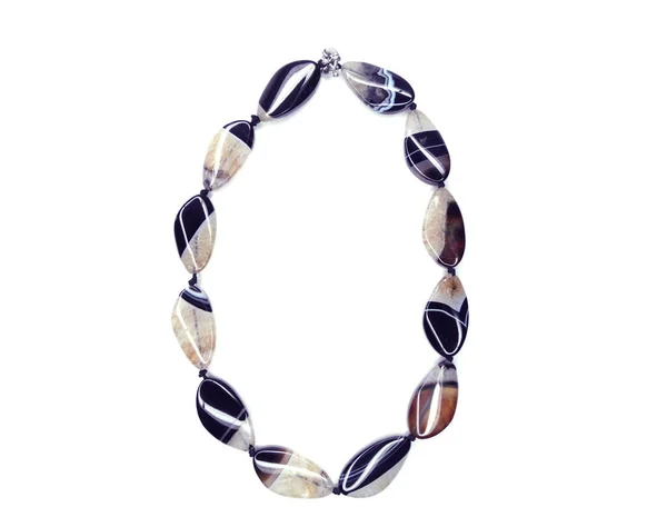 Smycken Mode Pärlor Halsband Med Naturliga Stenar Kristaller Agat Isolerad — Stockfoto