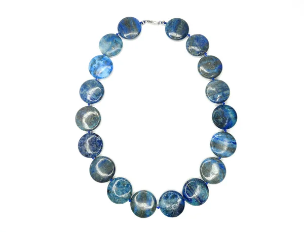 Sieraden Mode Kralen Ketting Met Natuurlijke Stenen Blauwe Kristallen Lazurite — Stockfoto