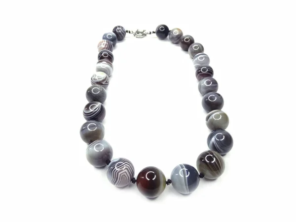 Bijoux Perles Mode Collier Avec Pierres Naturelles Cristaux Agate Isolé — Photo