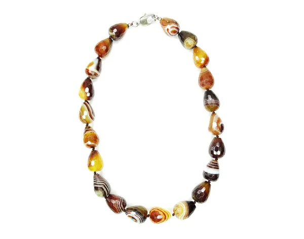 Jewelry Fashion Beads Necklace Natural Stones Crystals Agate Isolated — Stock Photo, Image