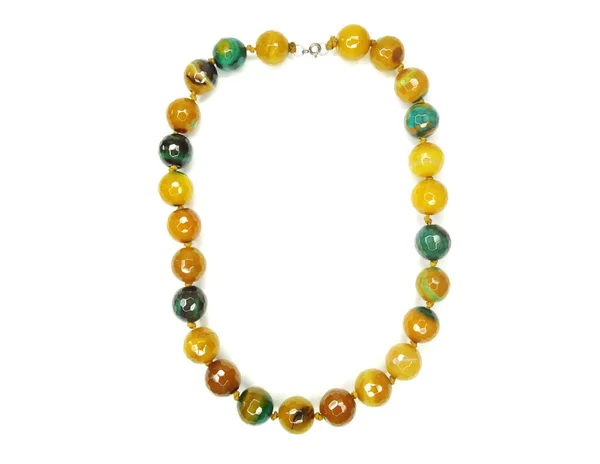 Smycken Mode Pärlor Halsband Med Naturliga Stenar Kristaller Agat Isolerad — Stockfoto