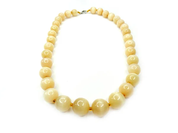 Schmuck Mode Perlen Halskette Mit Natursteinen Kristalle Selenit Isoliert — Stockfoto