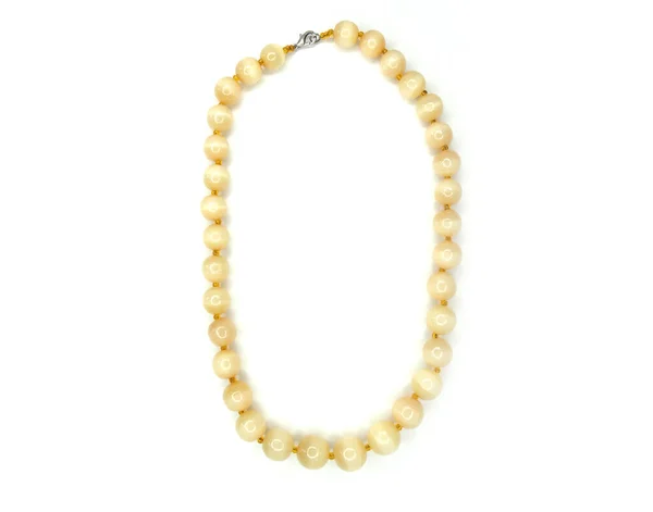 Smycken Mode Pärlor Halsband Med Naturliga Stenar Kristaller Selenit Isolerad — Stockfoto