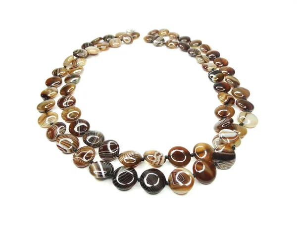 Jewelry Fashion Beads Necklace Natural Stones Crystals Agate Isolated — Stock Photo, Image