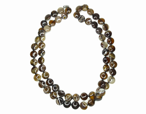 jewelry fashion beads necklace with natural stones crystals agate isolated                              
