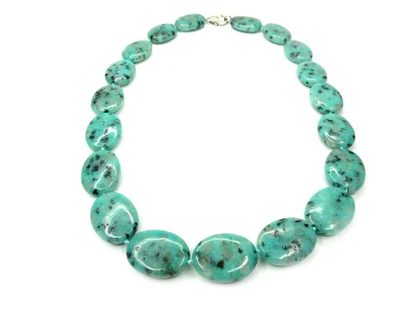 Joyería Collar Perlas Moda Con Piedras Naturales Cristales Jaspe Aislado —  Fotos de Stock