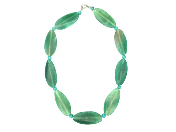 Schmuck Mode Perlen Halskette Mit Natursteinen Kristalle Achat Isoliert — Stockfoto