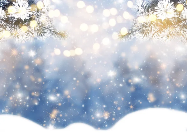 Inverno Sfondo Natale Con Neve Rami Abete Coni Sfondo Foresta — Foto Stock
