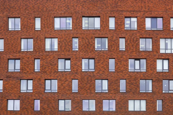 Moderne Architektur Fassade Ziegelsteingebäude Frontansicht Aus Nächster Nähe — Stockfoto