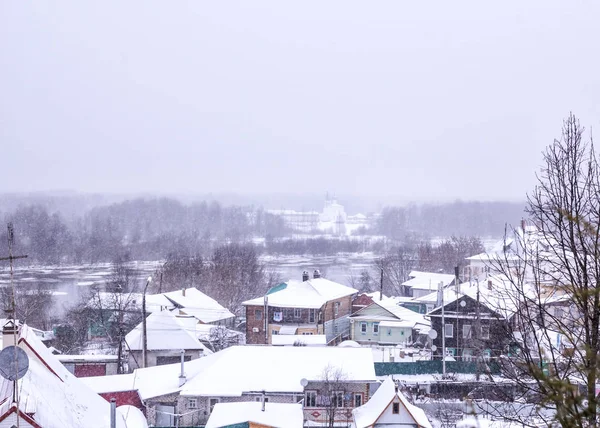 Winter Ansicht Der Alten Russischen Stadt Gorokhovets Vom Nikolina Berg — Stockfoto