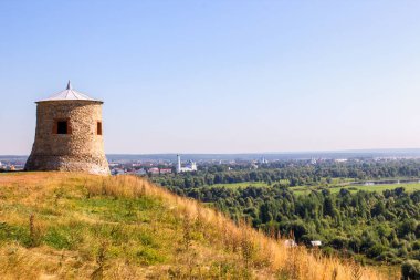 Tower at the Elabuga hill fortress and view of Elabuga, Tatarstan, Russian Federation. clipart