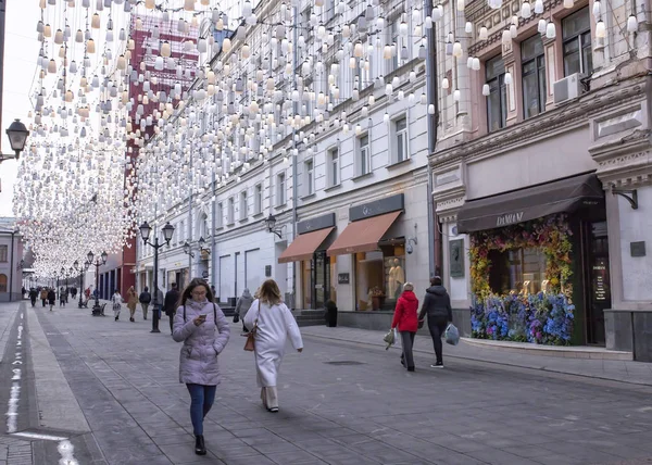 俄罗斯莫斯科 2019年11月15日 秋天的城市景观 Stoleshnikov巷景观 — 图库照片