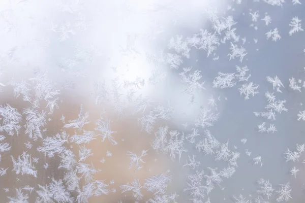 Copos Nieve Hielo Helado Invierno Vacaciones Patrones Cerca Enfoque Selectivo — Foto de Stock