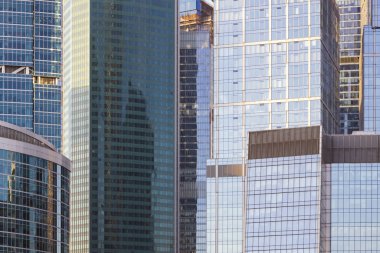 Eski Sovyet ve modern mimari Moskova binaları, Rusya.