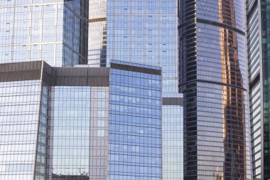 Eski Sovyet ve modern mimari Moskova binaları, Rusya.