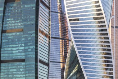 Eski Sovyet ve modern mimari Moskova binaları, Rusya.