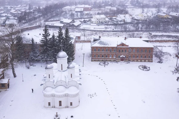 Rysslands Gyllene Ring Utsikt Över Suzdal Från Ovan Vinter Snöfall — Stockfoto