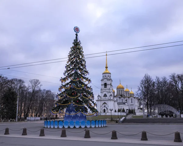 Praça Sobornaya Feriado Ano Novo Vladimir Rússia — Fotografia de Stock