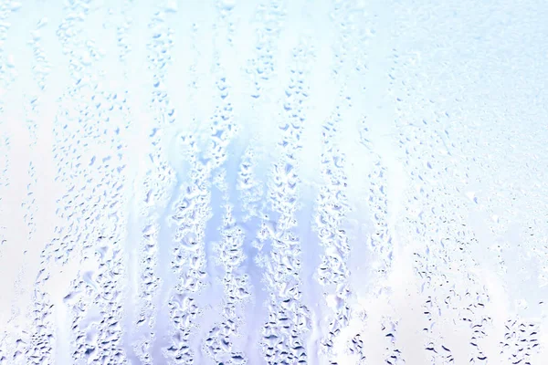 Moisture Drops Water Lanes Glass Blue Sky Close Background — Stock Photo, Image