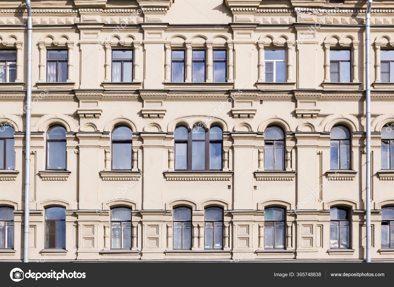 Vintage Architecture Classical Facade Pseudo Russian Style