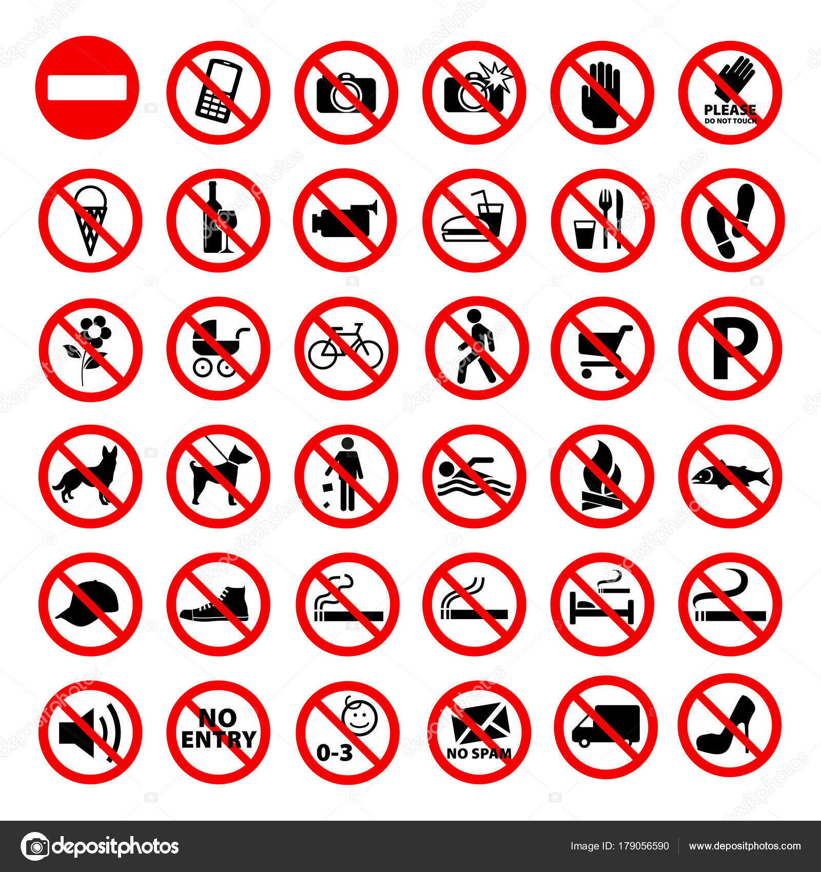 forbidden sign - prohibition signs - vector set Stock Vector