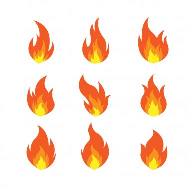Vektör eps10 yangın Icon set