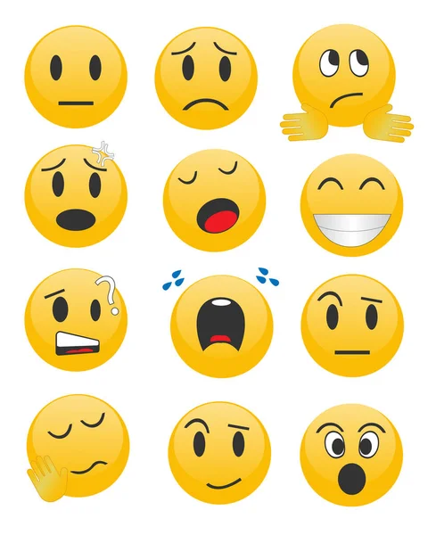 Conjunto Desenhos Animados Emoticons Vector Eps10 —  Vetores de Stock