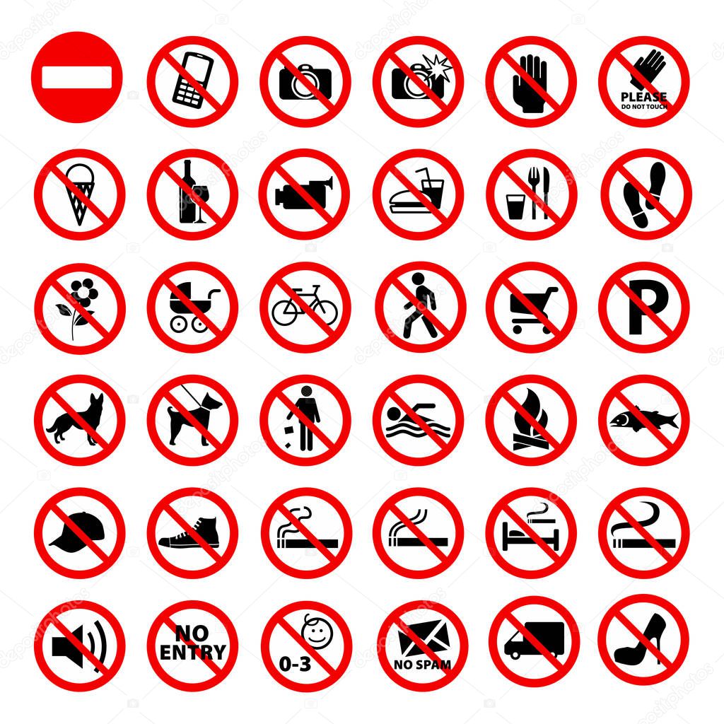 Prohibited Signs Collection Vector EPS10