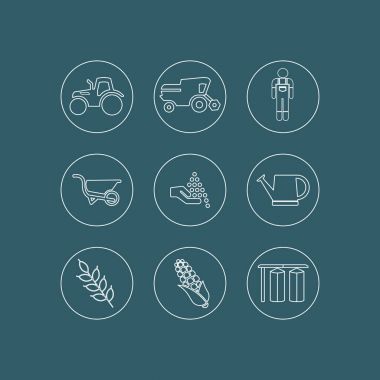 Tarım ve tarım vektör hat simgeler