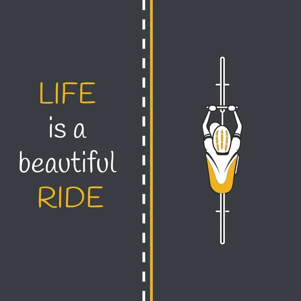 Cykeltur på vägen. Livet är en vacker ride — Stock vektor