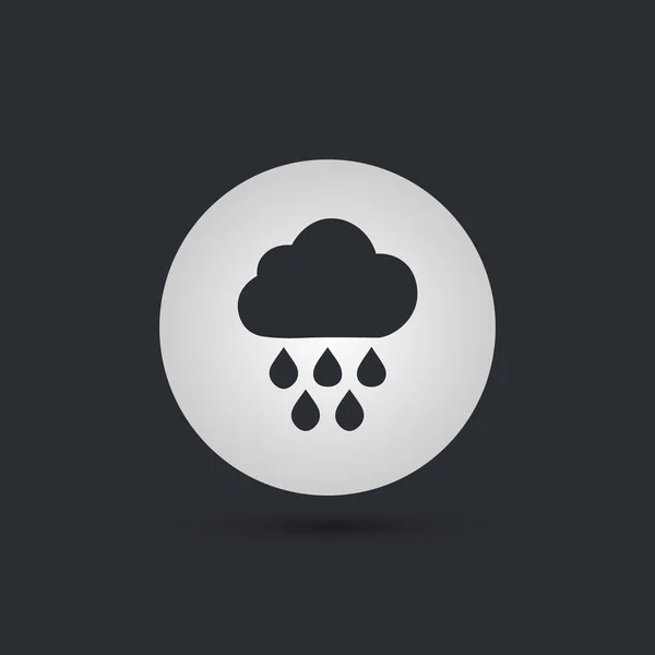 Rain. Single flat icon on white circle background — Stock Vector