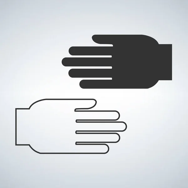 Fekete-fehér kéz ikonok — Stock Vector