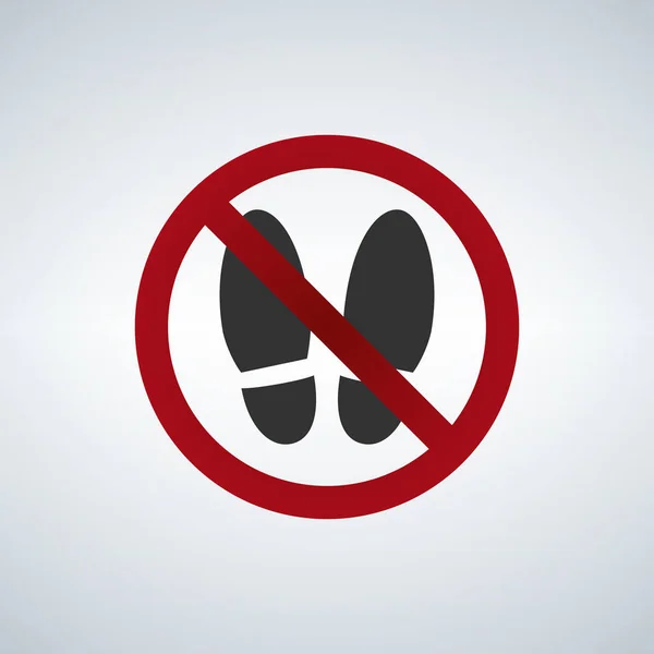 Imprint soles shoes sign icon. Shoe print symbol. Do not stay. Red prohibition sign. Stop symbol. — Stock Vector